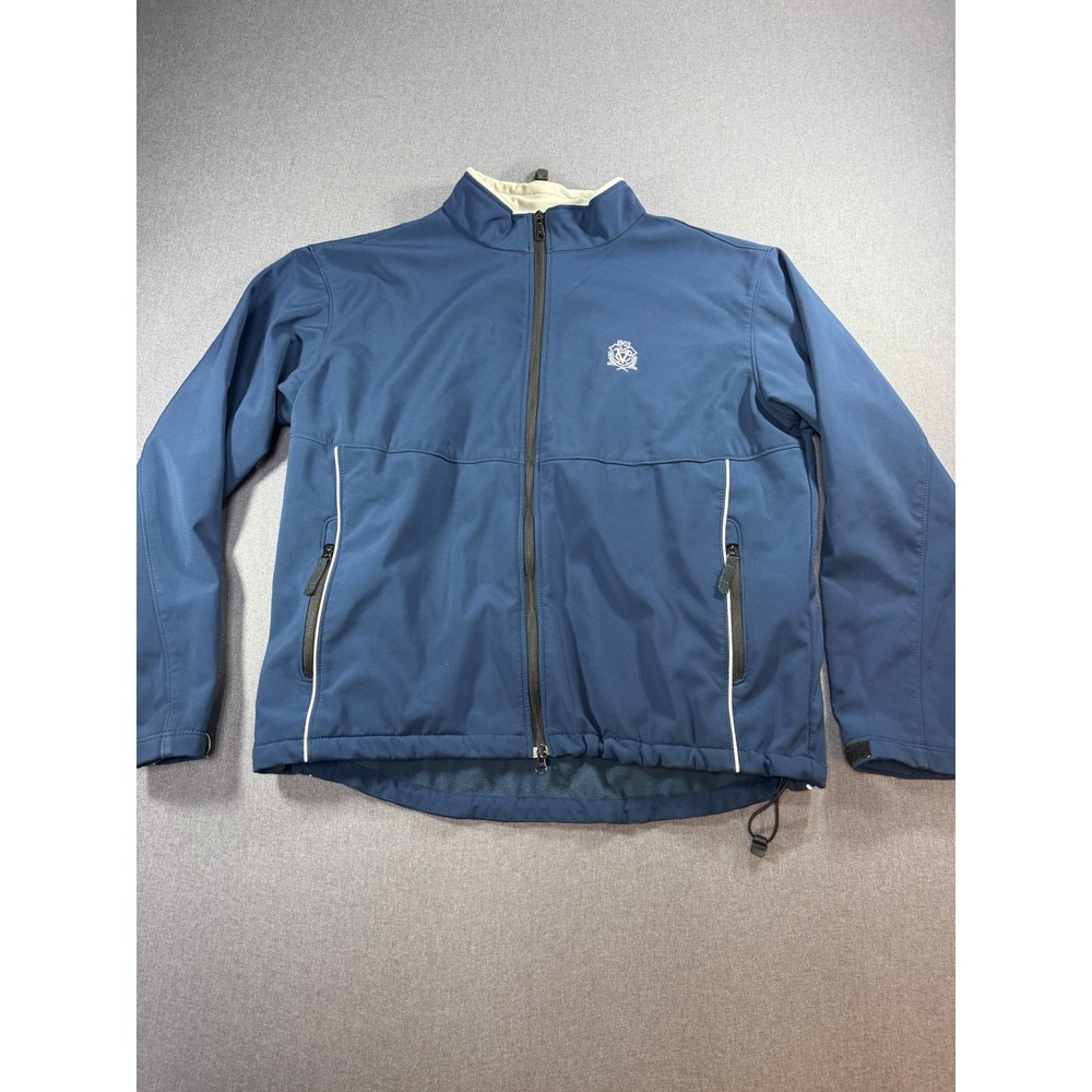 Clique Mens XL Softshell Jacket Navy Blue Full Zip 1903 Crest Logo Windbreaker